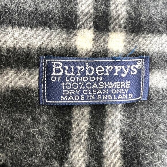 Vintage-Burberrys of London Men/Women   100% Cashmere Black Gray Paid 56"x12" (3 - Picture 2 of 10